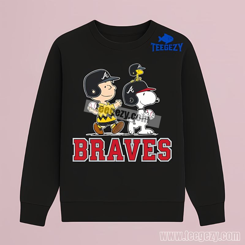 Atlanta Braves Charlie Brown Snoopy Play Together Vintage Long Sleeve Atlanta Braves Charlie Brown Snoopy Play Together Vintage Long Sleeve