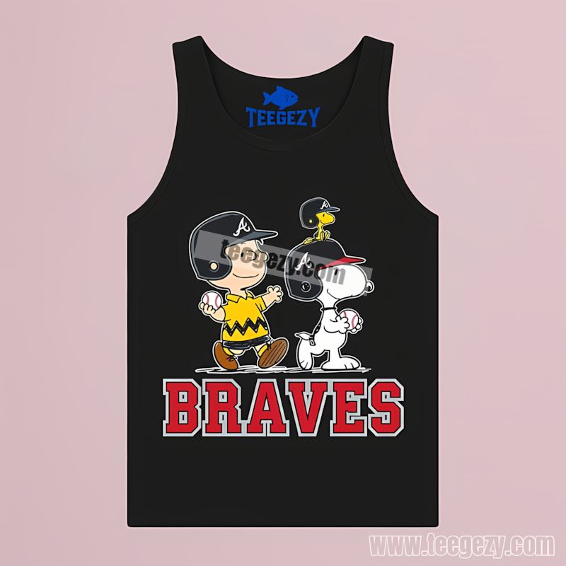 Atlanta Braves Charlie Brown Snoopy Play Together Vintage Tanktop Atlanta Braves Charlie Brown Snoopy Play Together Vintage Tanktop
