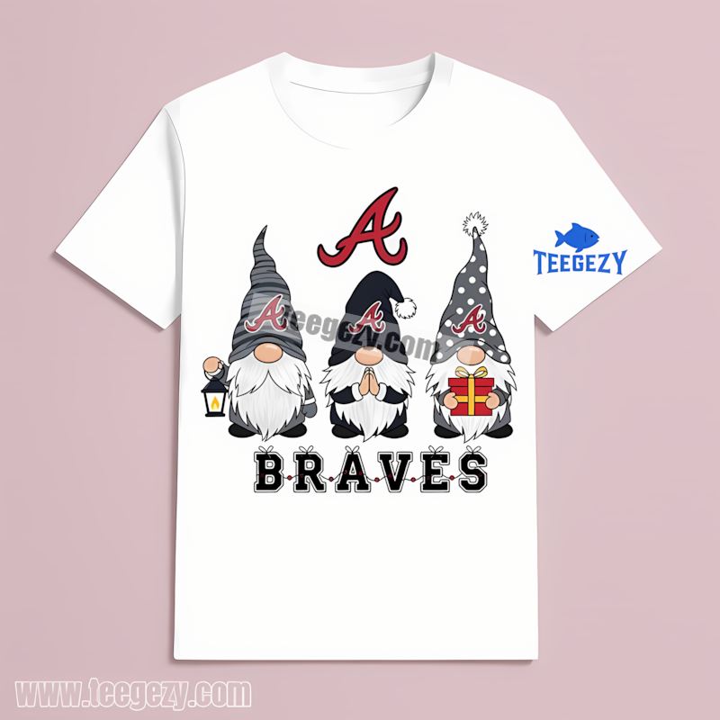 Atlanta Braves Christmas Gnomes Festive Cotton T-Shirt Atlanta Braves Christmas Gnomes Festive Cotton T-Shirt