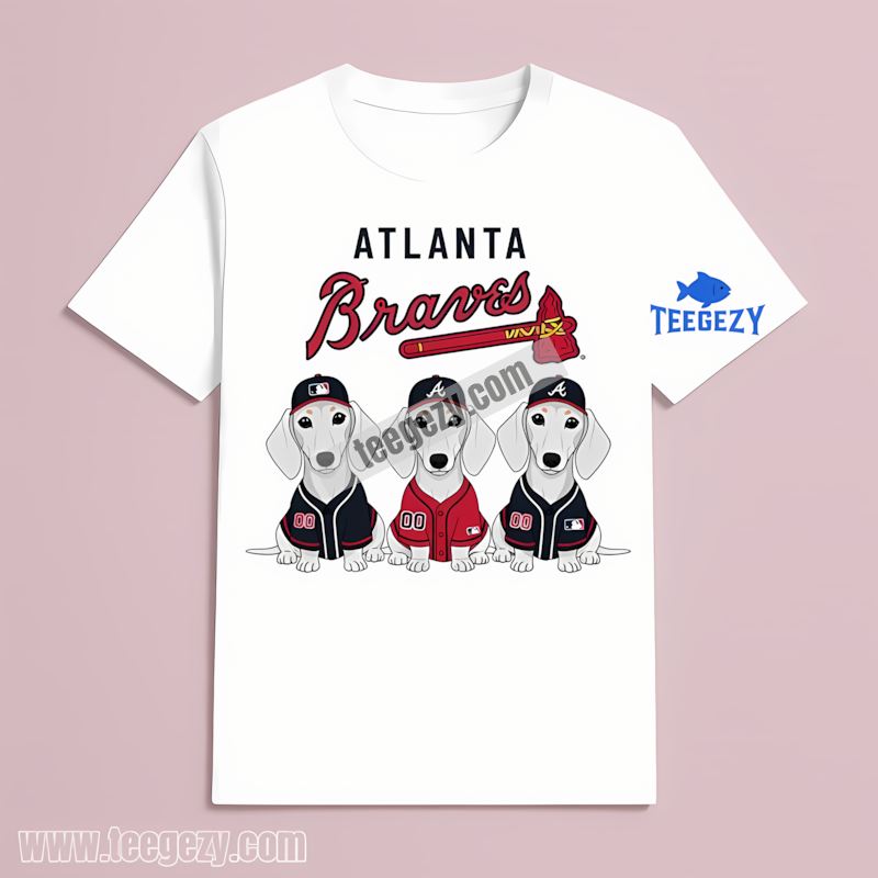Atlanta Braves Dachshund Dogs Graphic Cotton T-Shirt Atlanta Braves Dachshund Dogs Graphic Cotton T-Shirt