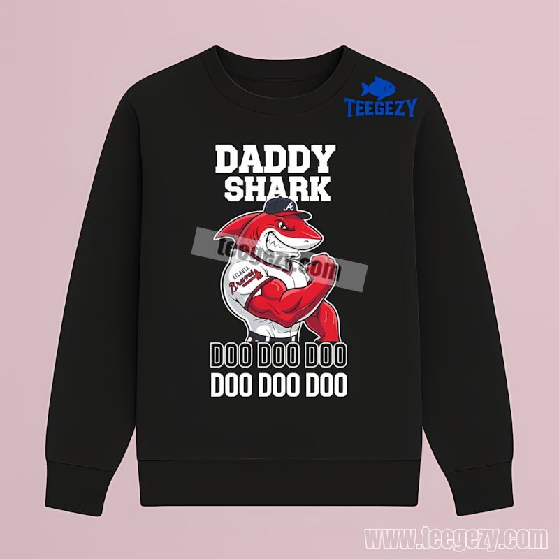 Atlanta Braves Daddy Shark Family Vintage Long Sleeve Atlanta Braves Daddy Shark Family Vintage Long Sleeve