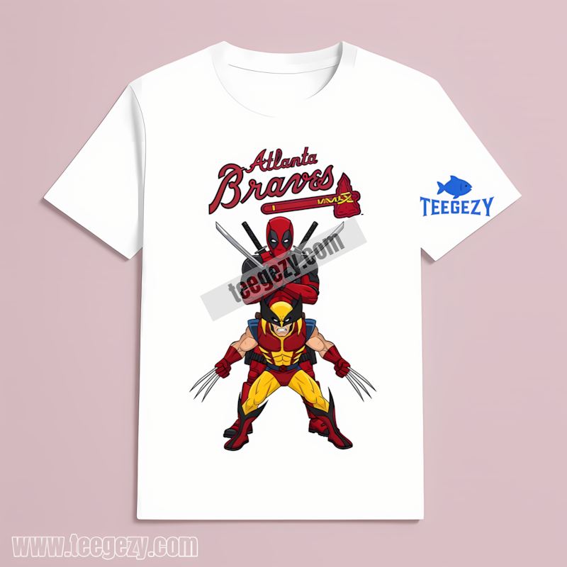 Atlanta Braves Deadpool Wolverine Superhero Graphic T-Shirt Atlanta Braves Deadpool Wolverine Superhero Graphic T-Shirt