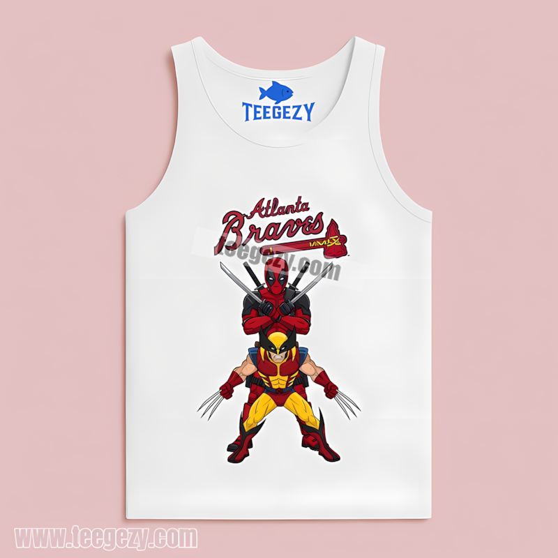 Atlanta Braves Deadpool Wolverine Superhero Graphic Tanktop Atlanta Braves Deadpool Wolverine Superhero Graphic Tanktop