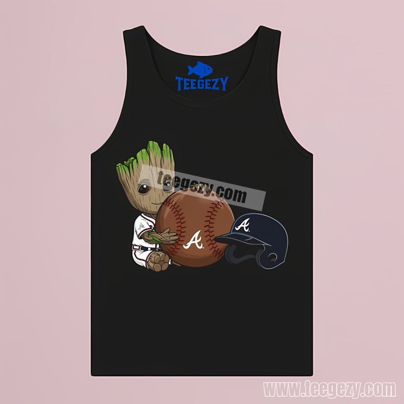 Atlanta Braves Groot Baseball Cartoon Regular Tanktop Atlanta Braves Groot Baseball Cartoon Regular Tanktop