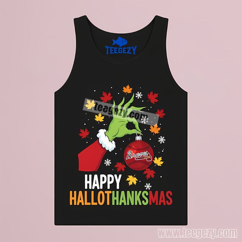 Atlanta Braves Happy Hallothanksmas Holiday Graphic Tanktop Atlanta Braves Happy Hallothanksmas Holiday Graphic Tanktop