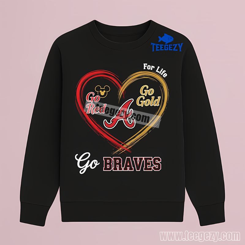 Atlanta Braves Heart Go Red Go Gold Cotton Long Sleeve Atlanta Braves Heart Go Red Go Gold Cotton Long Sleeve