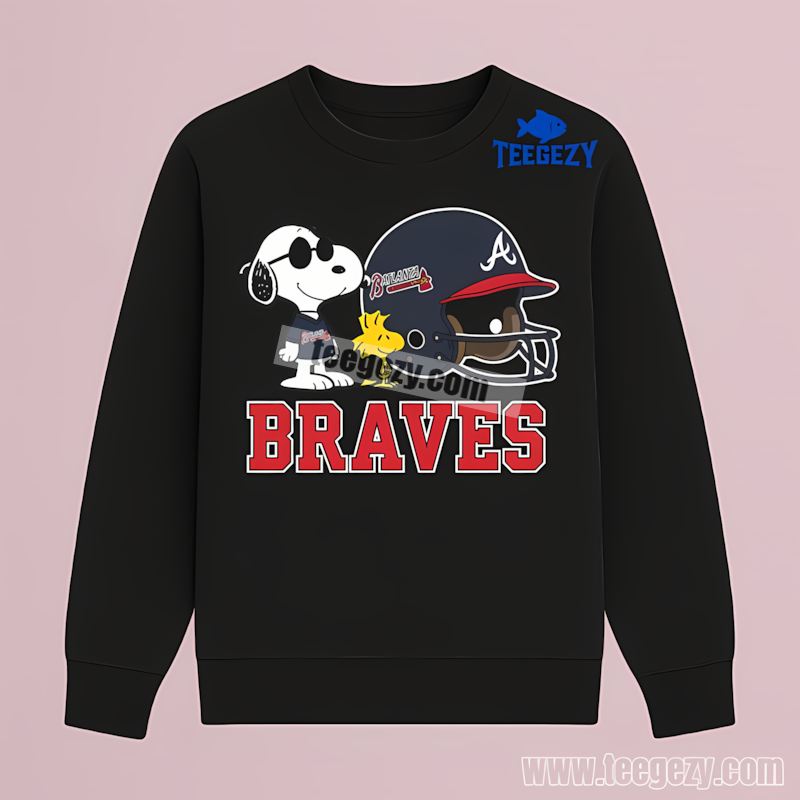 Atlanta Braves Helmet Vs Snoopy Woodstock Color Long Sleeve Atlanta Braves Helmet Vs Snoopy Woodstock Color Long Sleeve