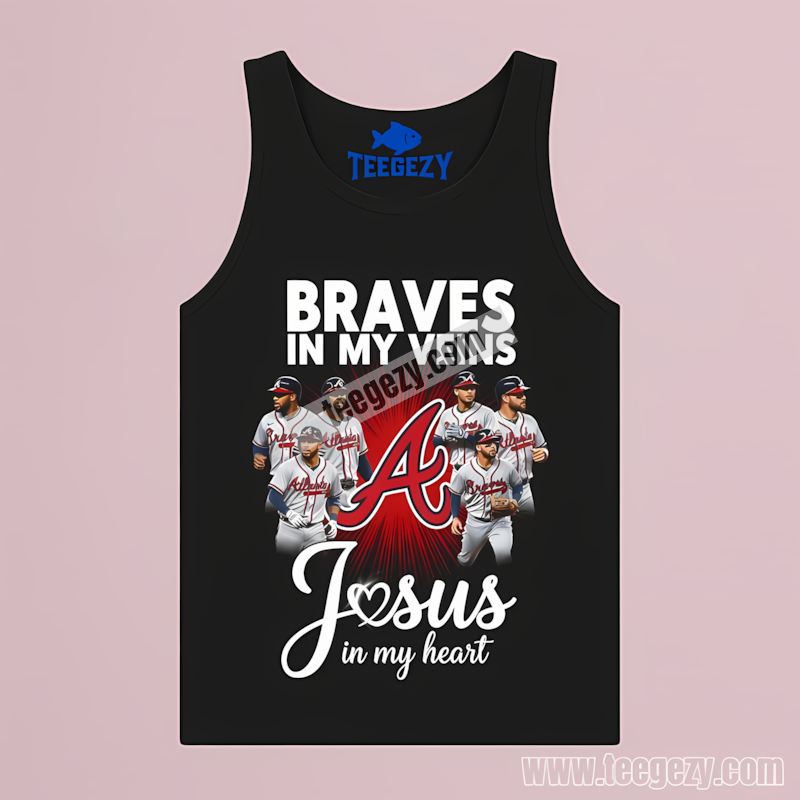 Atlanta Braves In My Veins Jesus Heart Graphic Tanktop Atlanta Braves In My Veins Jesus Heart Graphic Tanktop
