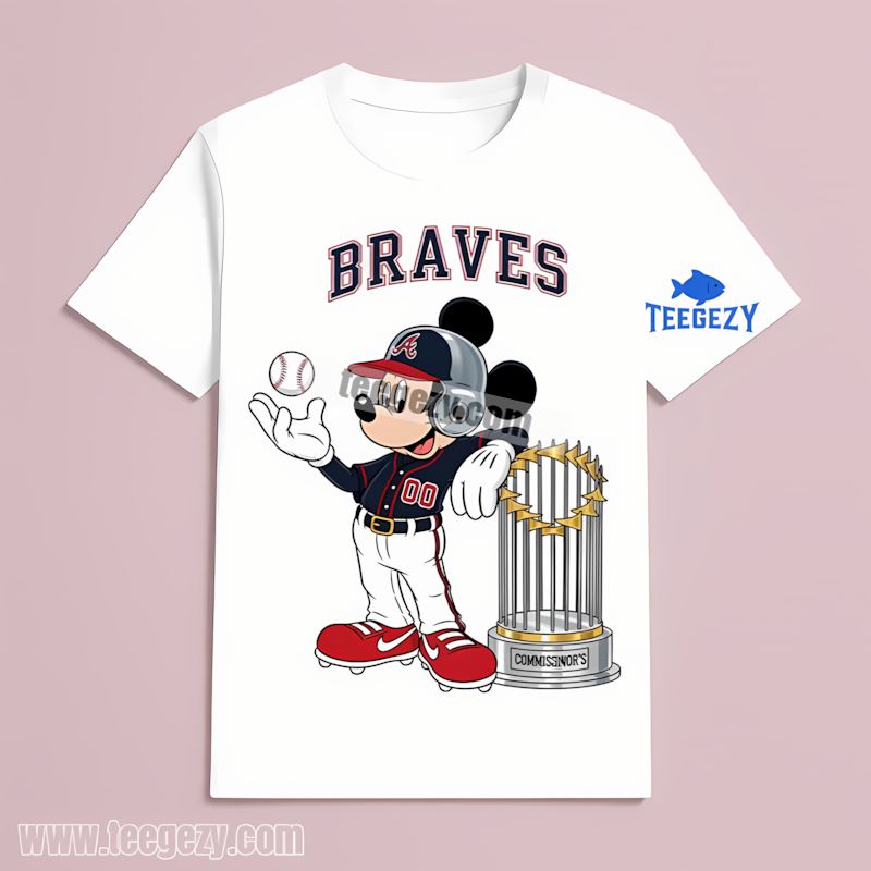 Atlanta Braves Mickey Baseball Bat Cartoon Vintage T-Shirt Atlanta Braves Mickey Baseball Bat Cartoon Vintage T-Shirt