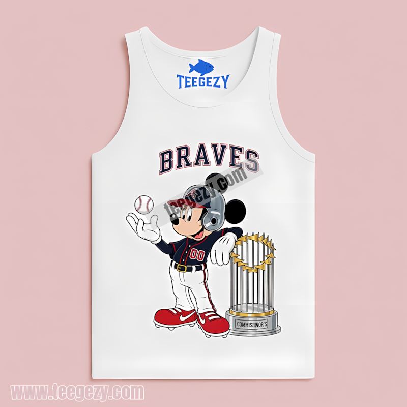 Atlanta Braves Mickey Baseball Bat Cartoon Vintage Tanktop Atlanta Braves Mickey Baseball Bat Cartoon Vintage Tanktop