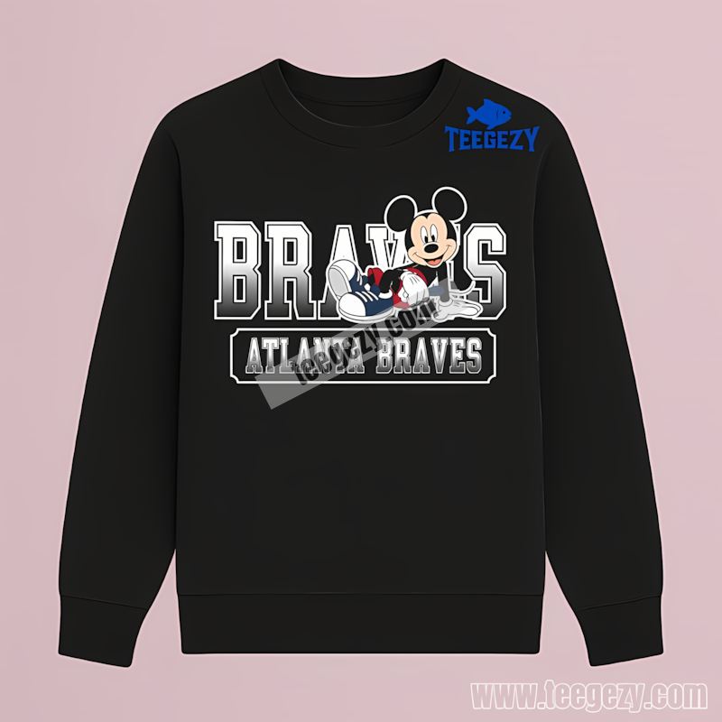 Atlanta Braves Mickey Mouse Relaxed Style Classic Long Sleeve Atlanta Braves Mickey Mouse Relaxed Style Classic Long Sleeve