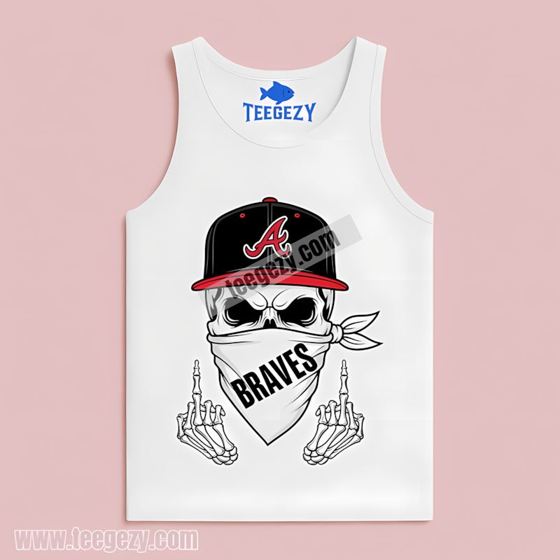 Atlanta Braves Skull Bandana Baseball Retro Tanktop Atlanta Braves Skull Bandana Baseball Retro Tanktop