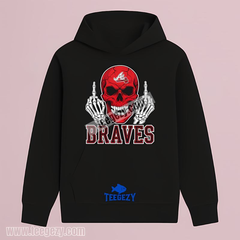 Atlanta Braves Skull Middle Finger Rebel Classic Hoodie Atlanta Braves Skull Middle Finger Rebel Classic Hoodie
