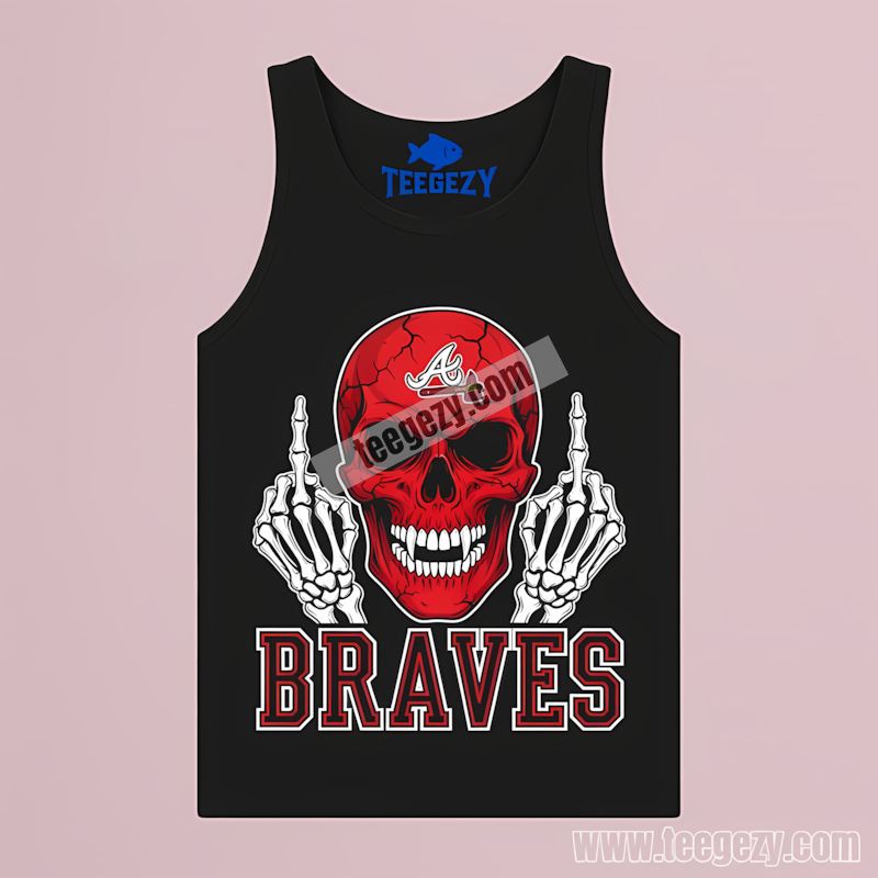 Atlanta Braves Skull Middle Finger Rebel Classic Tanktop Atlanta Braves Skull Middle Finger Rebel Classic Tanktop