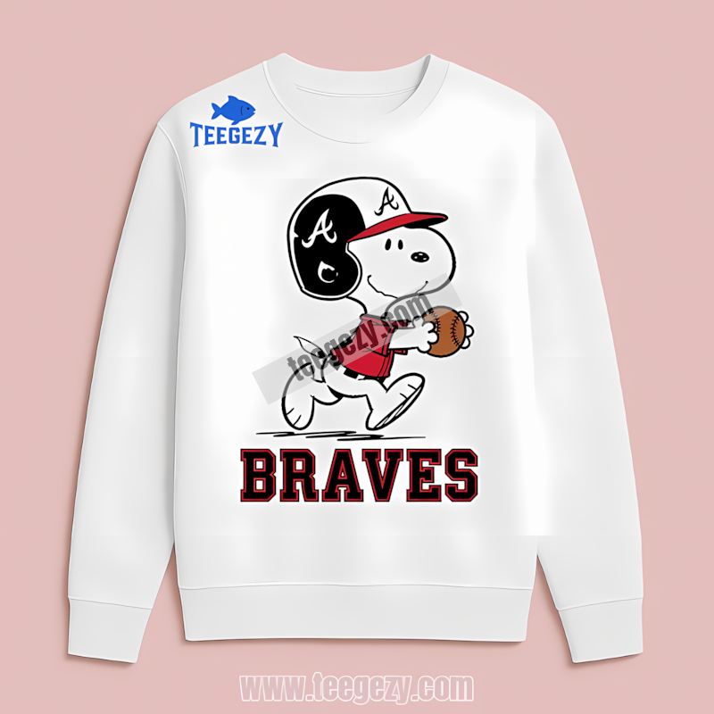 Atlanta Braves Snoopy Baseball Running Cartoon Long Sleeve Atlanta Braves Snoopy Baseball Running Cartoon Long Sleeve