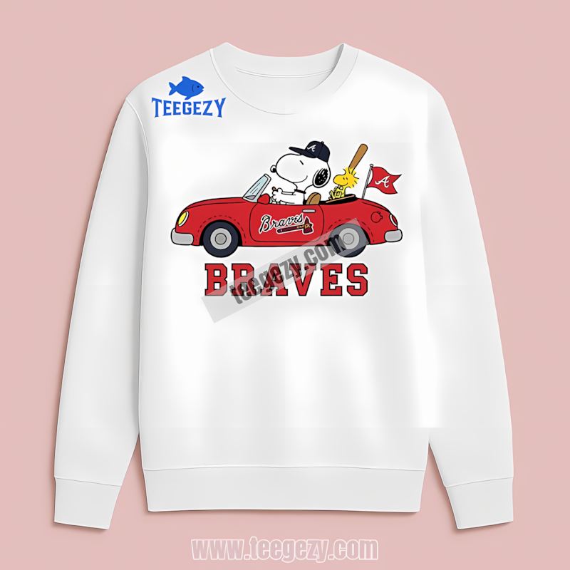 Atlanta Braves Snoopy Driving Car Sports Long Sleeve Atlanta Braves Snoopy Driving Car Sports Long Sleeve