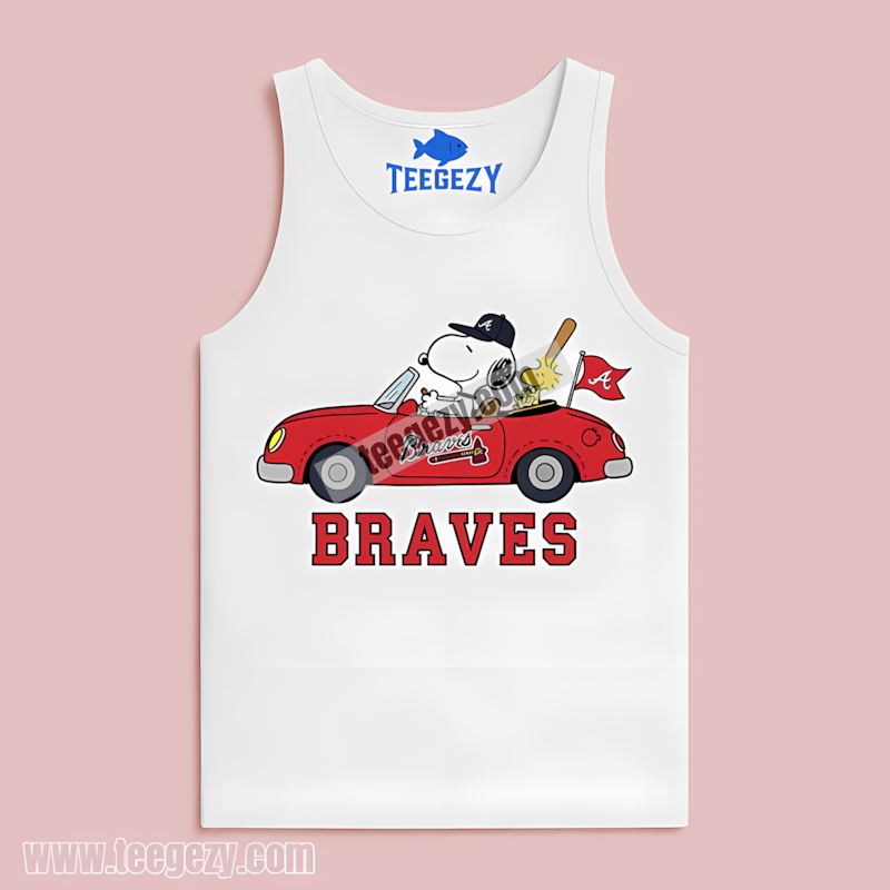 Atlanta Braves Snoopy Driving Car Sports Tanktop Atlanta Braves Snoopy Driving Car Sports Tanktop