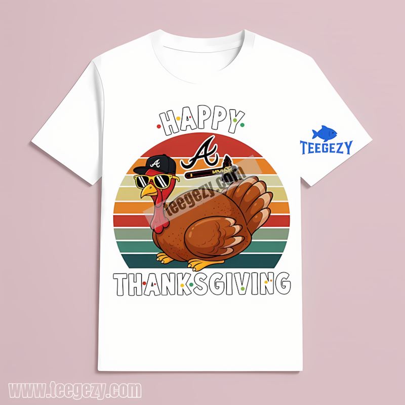 Atlanta Braves Thanksgiving Turkey Family Color T-Shirt Atlanta Braves Thanksgiving Turkey Family Color T-Shirt