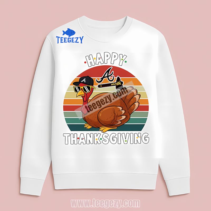 Atlanta Braves Thanksgiving Turkey Family Color Long Sleeve Atlanta Braves Thanksgiving Turkey Family Color Long Sleeve