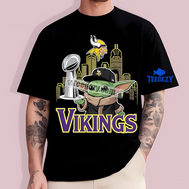 Baby Yoda Holding Super Bowl Cup Minnesota Vikings Shirt