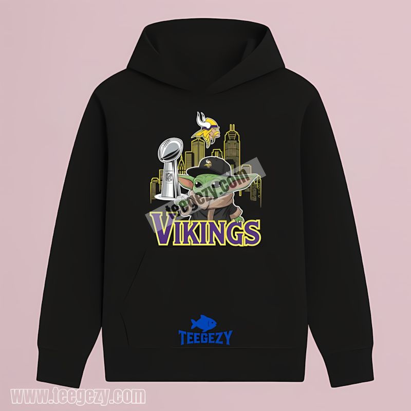 Baby Yoda Holding Super Bowl Cup Minnesota Vikings Hoodie Baby Yoda Holding Super Bowl Cup Minnesota Vikings Hoodie