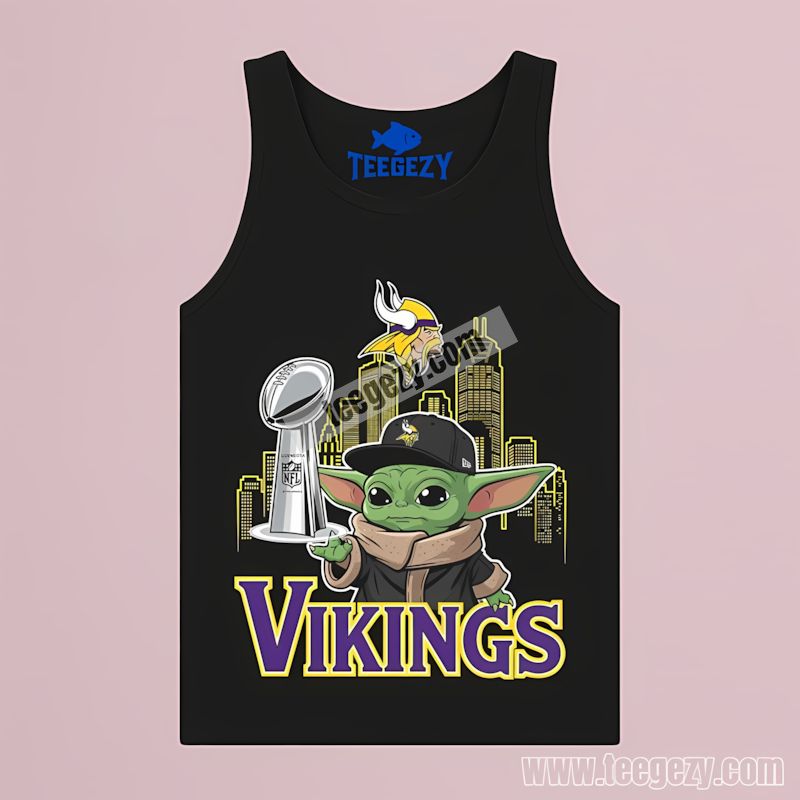 Baby Yoda Holding Super Bowl Cup Minnesota Vikings Tanktop Baby Yoda Holding Super Bowl Cup Minnesota Vikings Tanktop