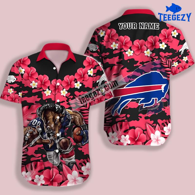 Bills Mascot And Hibiscus Red Aloha Hawaiian Shirt Bills Mascot And Hibiscus Red Aloha Hawaiian Shirt