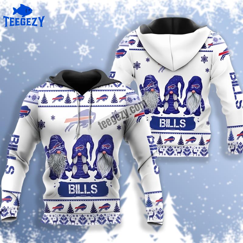 Buffalo Bills Christmas Gnomes Blue White 3D Hoodie Jacket Buffalo Bills Christmas Gnomes Blue White 3D Hoodie Jacket