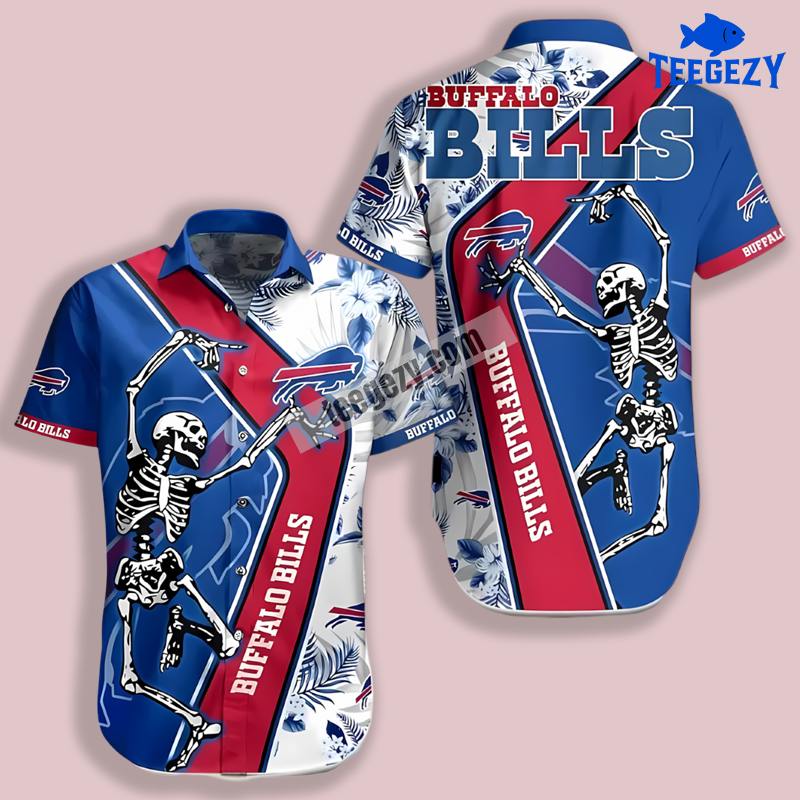 Buffalo Bills Skeleton Dancing Blue Hawaiian Theme Shirt Buffalo Bills Skeleton Dancing Blue Hawaiian Theme Shirt
