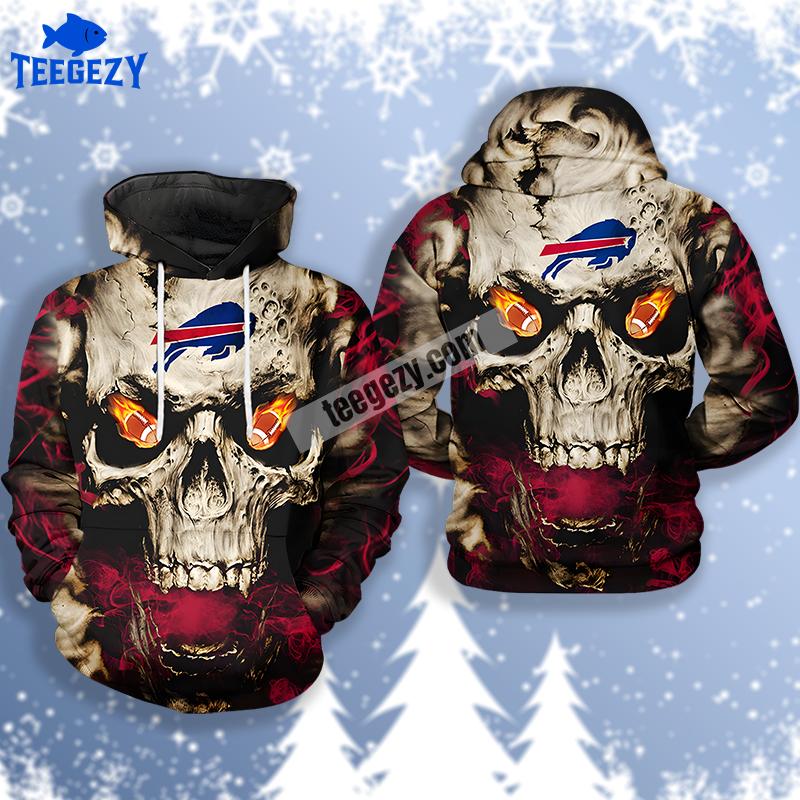 Buffalo Bills Skull Black Red 3D Design Hoodie Buffalo Bills Skull Black Red 3D Design Hoodie