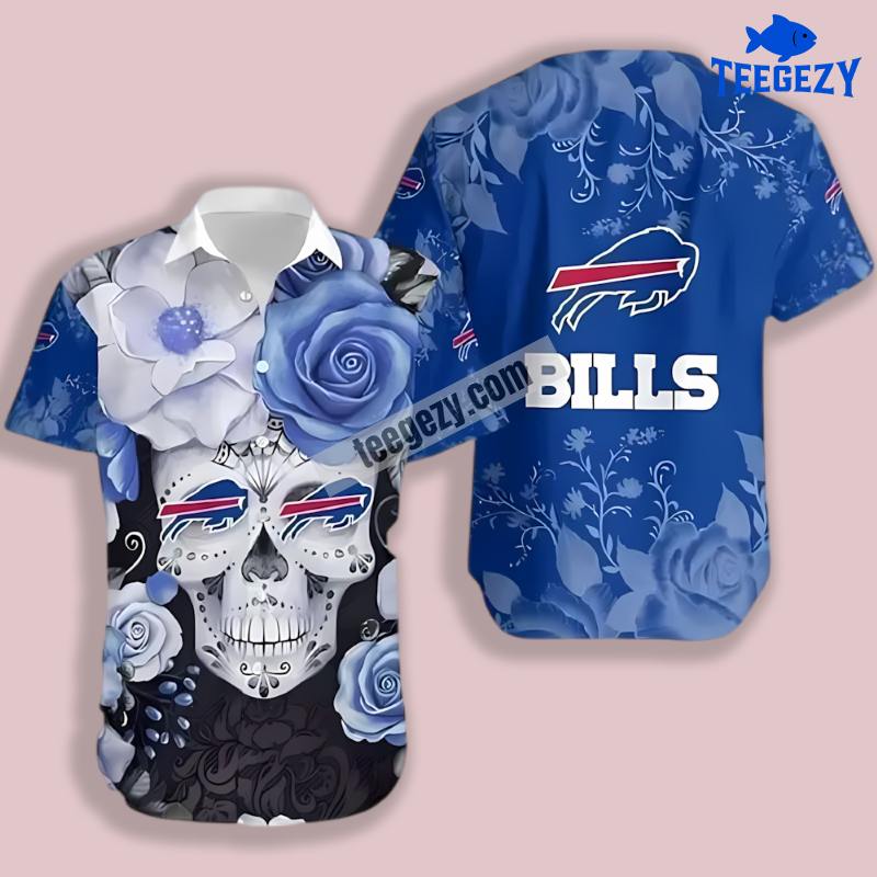 Buffalo Bills Skull Rose Blue Hawaiian Theme Shirt Buffalo Bills Skull Rose Blue Hawaiian Theme Shirt