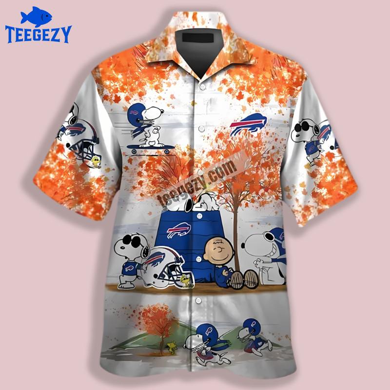 Buffalo Bills Snoopy Autumn White Hawaiian Style Shirt Buffalo Bills Snoopy Autumn White Hawaiian Style Shirt