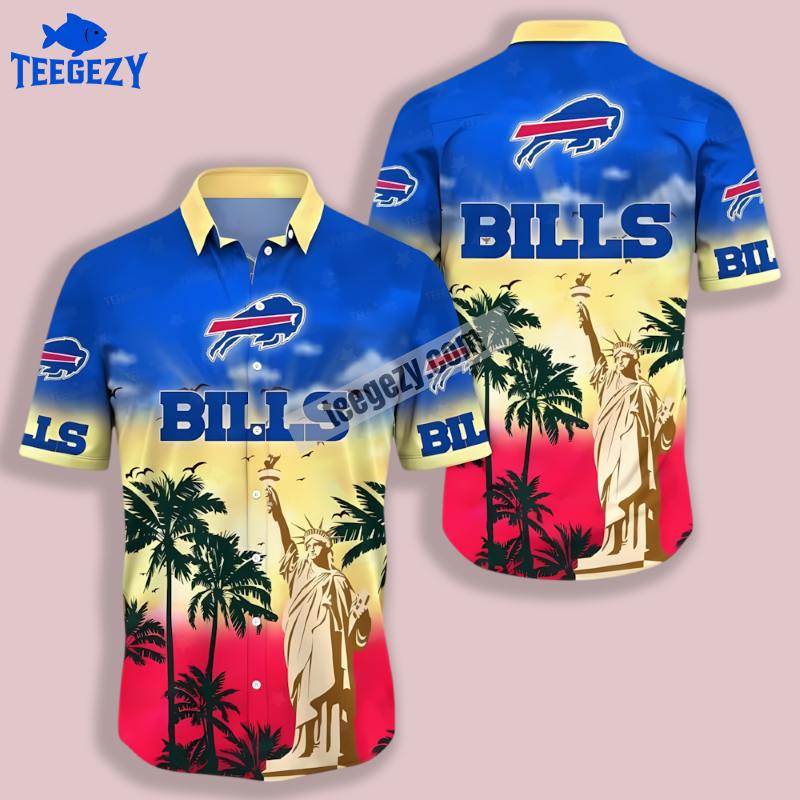 Buffalo Bills Statue Of Liberty Blue Vintage Hawaiian Shirt Buffalo Bills Statue Of Liberty Blue Vintage Hawaiian Shirt