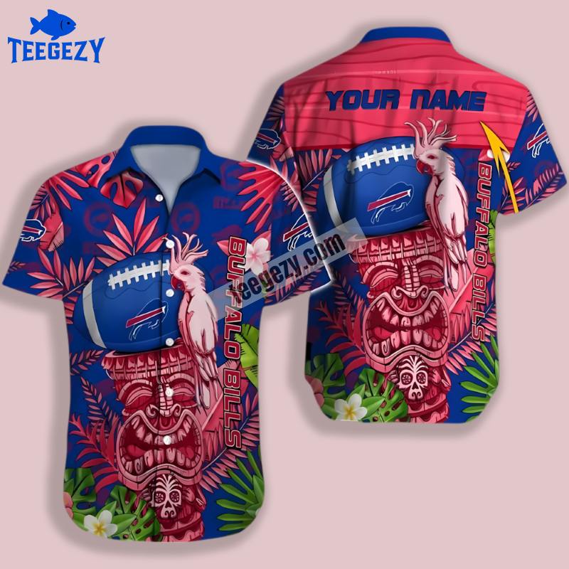 Buffalo Bills Tiki Statue Vs Parrot Blue Hawaiian Shirt Outfit Buffalo Bills Tiki Statue Vs Parrot Blue Hawaiian Shirt Outfit
