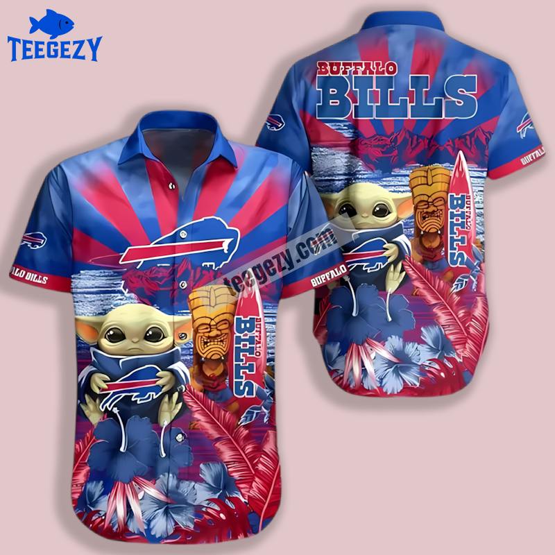 Buffalo Bills Tiki Vs Baby Yoda Blue Aloha Hawaiian Shirt Buffalo Bills Tiki Vs Baby Yoda Blue Aloha Hawaiian Shirt