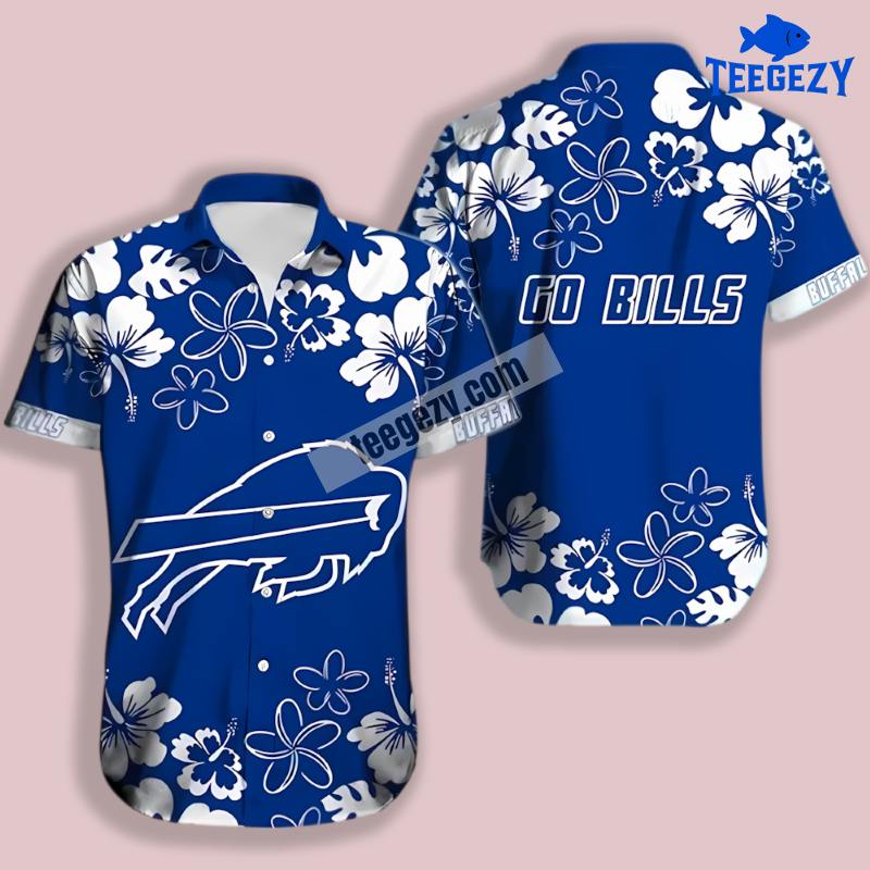 Buffalo Bills Tropical Fun Hibiscus Blue Formal Hawaiian Shirt Buffalo Bills Tropical Fun Hibiscus Blue Formal Hawaiian Shirt