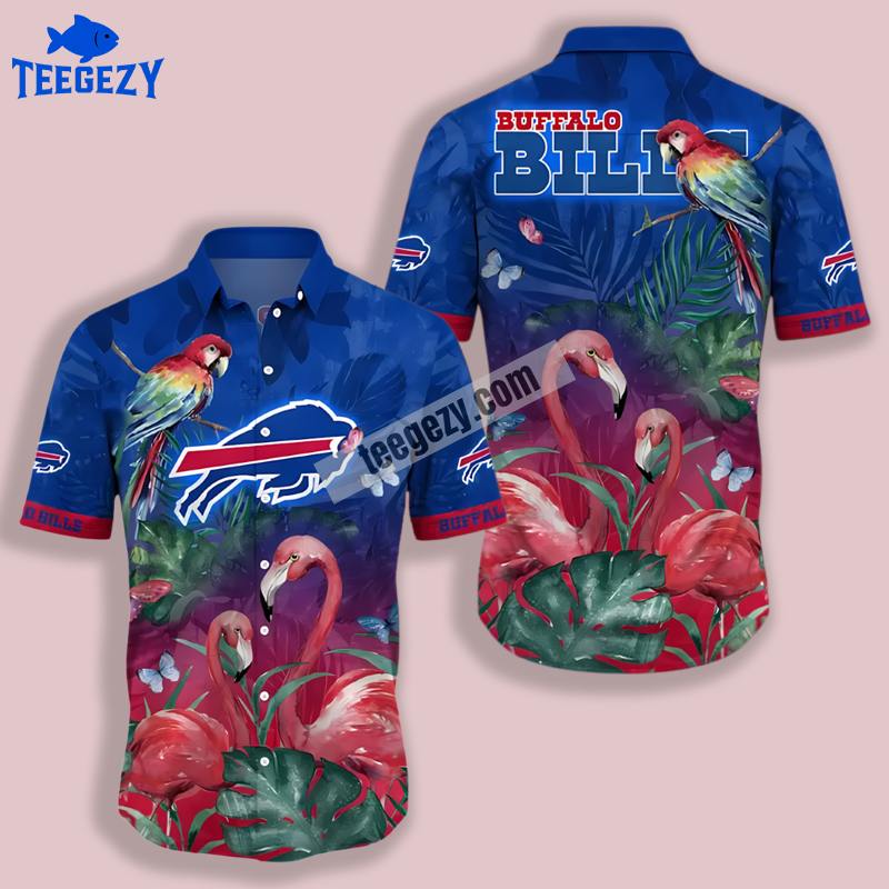 Buffalo Bills Vs Flamingo Paint Blue Classic Hawaiian Shirt Buffalo Bills Vs Flamingo Paint Blue Classic Hawaiian Shirt