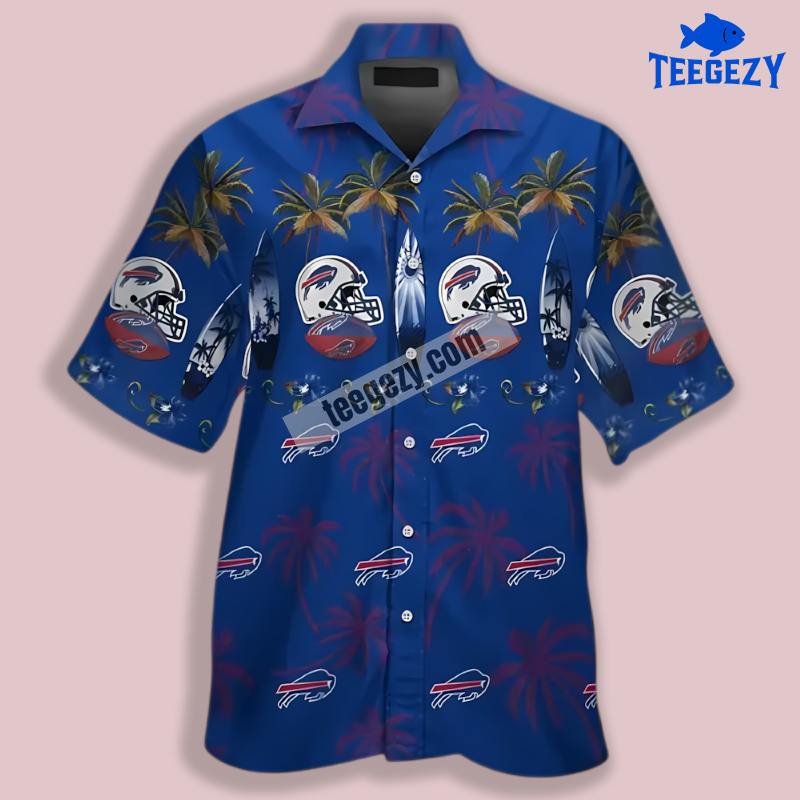 Buffalo Bills Vs Surfboard And Helmet Blue Hawaiian Button Down Buffalo Bills Vs Surfboard And Helmet Blue Hawaiian Button Down