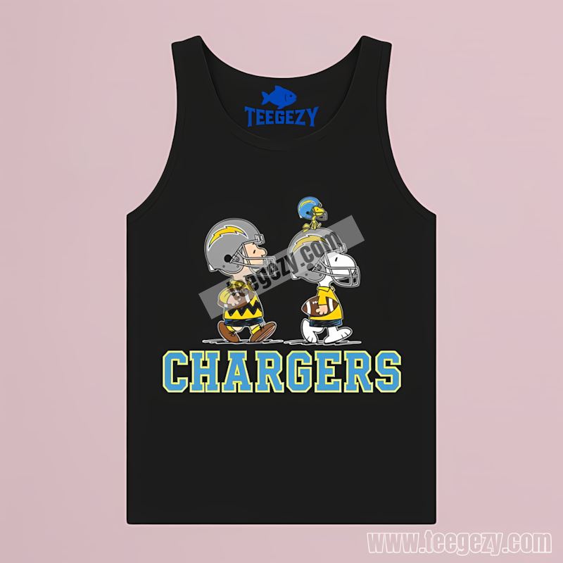 Charlie Brown And Snoopy Play Together Los Angeles Chargers Retro Tanktop Charlie Brown And Snoopy Play Together Los Angeles Chargers Retro Tanktop