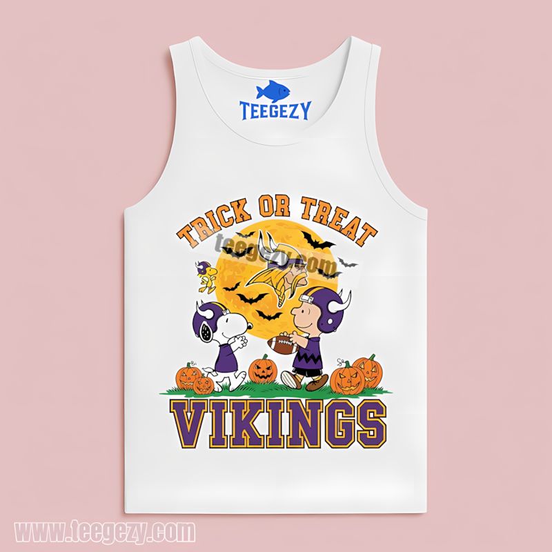 Charlie Brown Snoopy Halloween Minnesota Vikings Tanktop Charlie Brown Snoopy Halloween Minnesota Vikings Tanktop