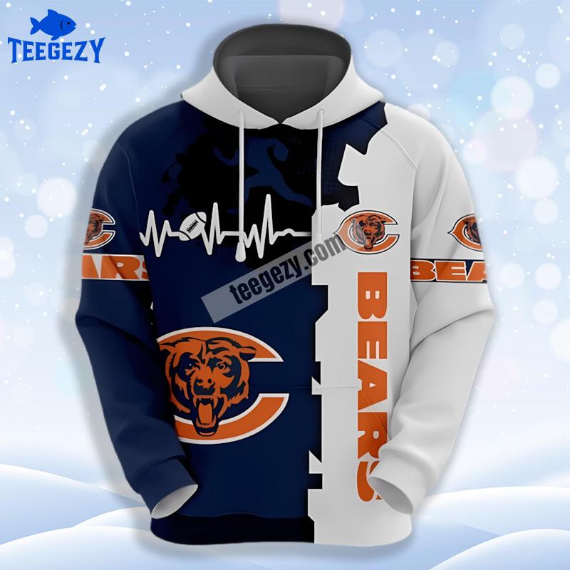 Chicago Bears Beating Curve Blue White 3D Cool Hoodie Chicago Bears Beating Curve Blue White 3D Cool Hoodie