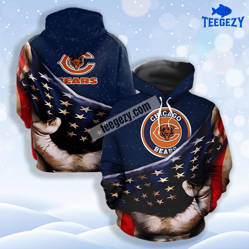 Chicago Bears Blue Red 3D Hoodie For Sale Chicago Bears Blue Red 3D Hoodie For Sale