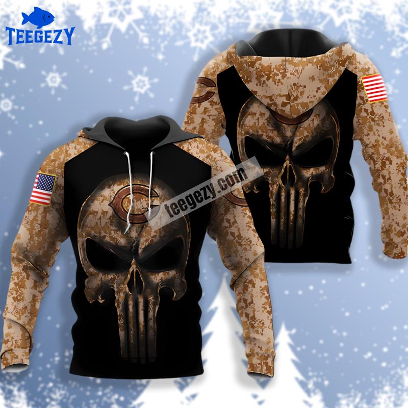 Chicago Bears Camouflage Skull Grey Black 3D Puff Print Hoodie Chicago Bears Camouflage Skull Grey Black 3D Puff Print Hoodie