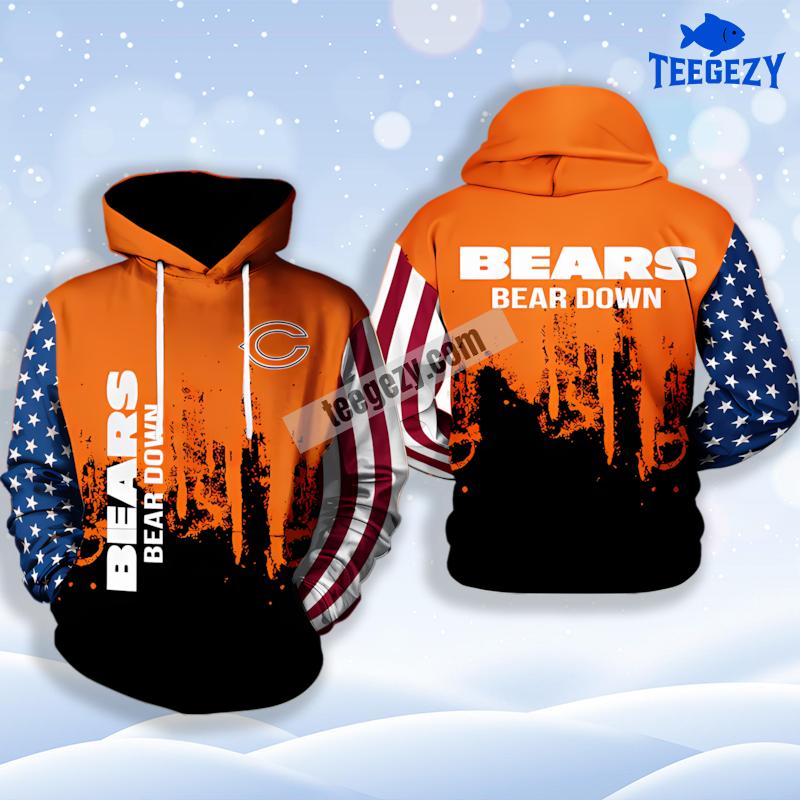 Chicago Bears Down Black Orange 3D Puff Print Hoodie Chicago Bears Down Black Orange 3D Puff Print Hoodie