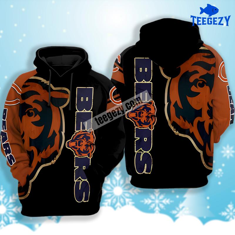 Chicago Bears Orange Black 3D Hoodie Jacket Chicago Bears Orange Black 3D Hoodie Jacket