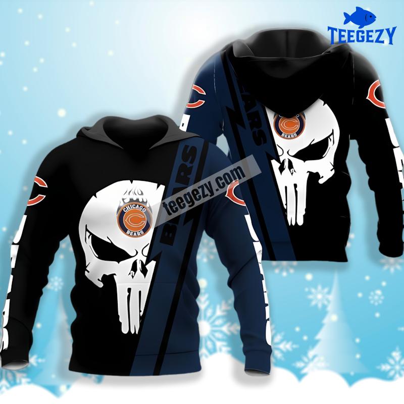 Chicago Bears Skull Black Blue 3D Printed Hoodie Chicago Bears Skull Black Blue 3D Printed Hoodie