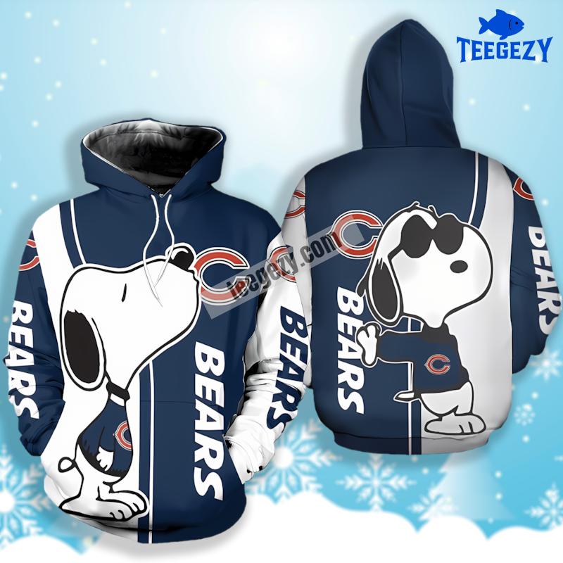 Chicago Bears Snoopy Blue White 3D Graphic Hoodie Chicago Bears Snoopy Blue White 3D Graphic Hoodie