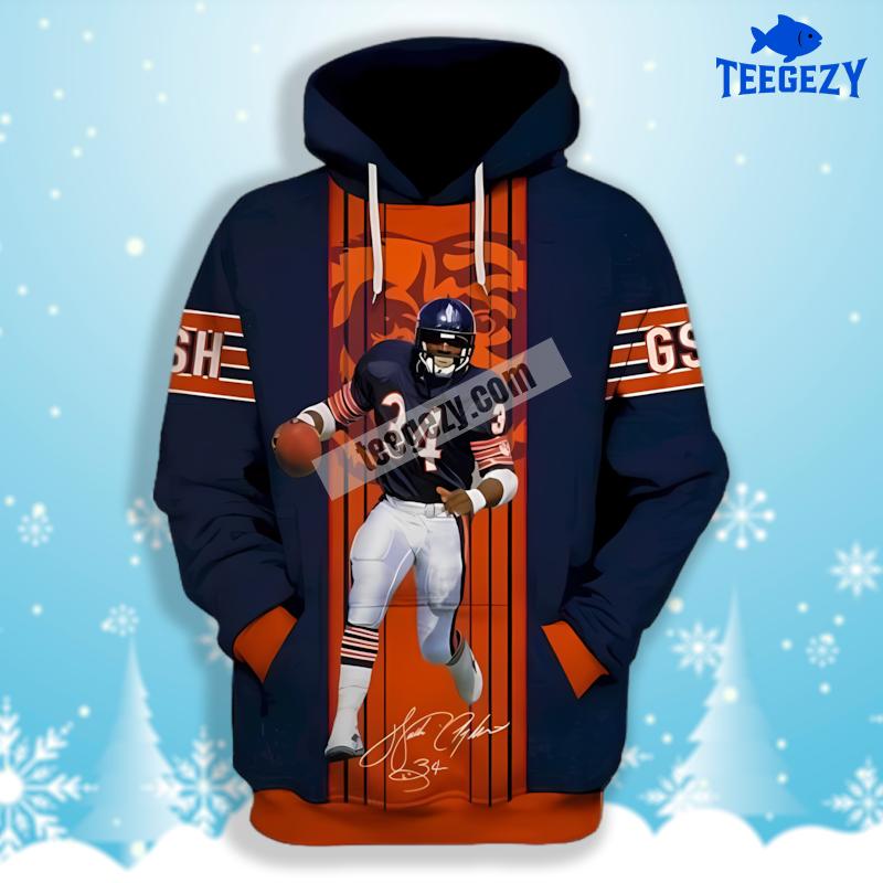 Chicago Bears Walter Payton Blue Orange 3D Youth Hoodie Chicago Bears Walter Payton Blue Orange 3D Youth Hoodie
