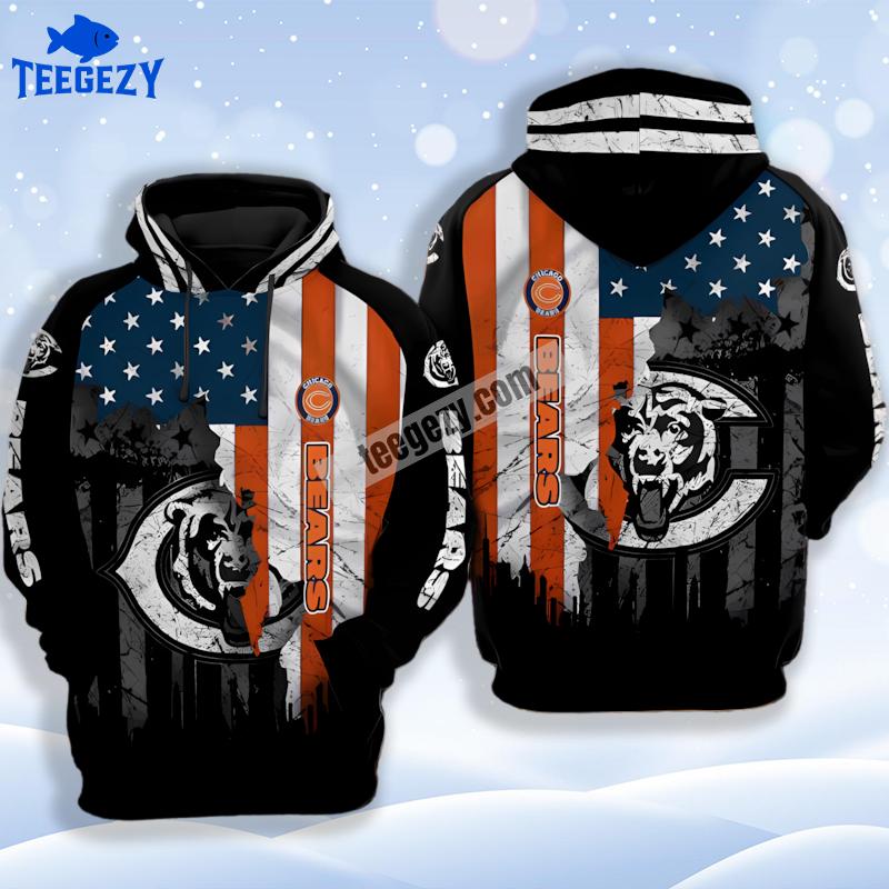 Chicago Bears White Black 3D Hoodie For Sale Chicago Bears White Black 3D Hoodie For Sale