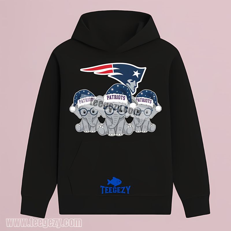 Christmas Elephants Festive New England Patriots Funny Hoodie Christmas Elephants Festive New England Patriots Funny Hoodie